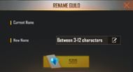Paste the created guild name and hit the button (Image via Garena)